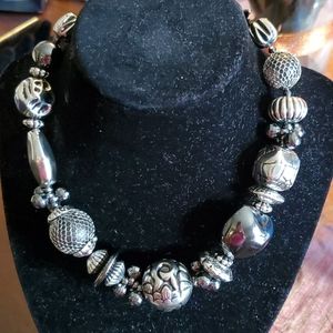 Premier Designs silvertone, hematite bold necklace